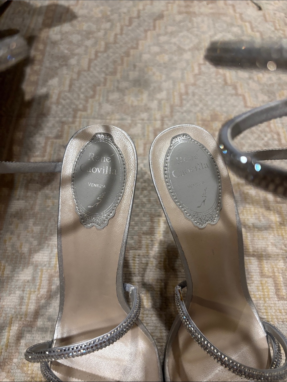 Rene Caovilla Silver Spiral Wrap Platform Stiletto Sandals - Picture 2 of 4
